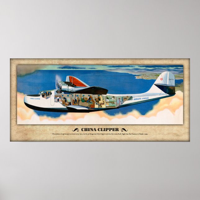 Póster M-130 "China Clipper" Poster de la vía aérea (Frente)