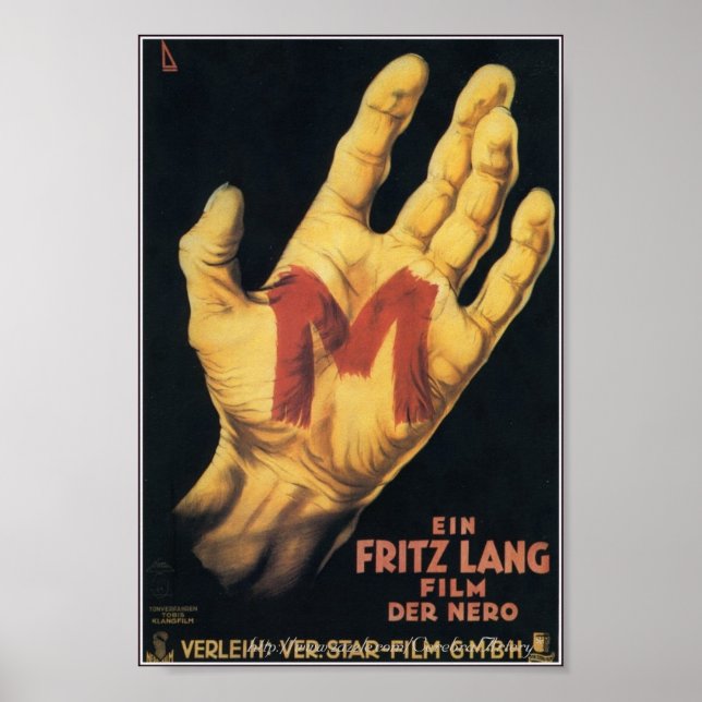 Póster "M" Classic 1931 Horror Movie Poster (Frente)