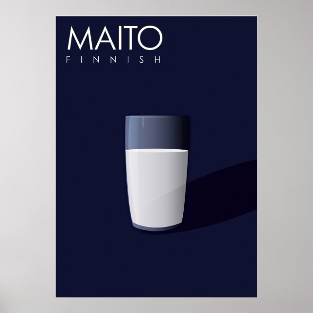 Póster M es para Maito, Finlandés para la Leche. (Frente)