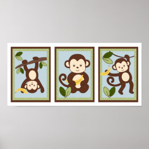 Póster M es para Monkey Jungle Nursery Wall Art Imprimir