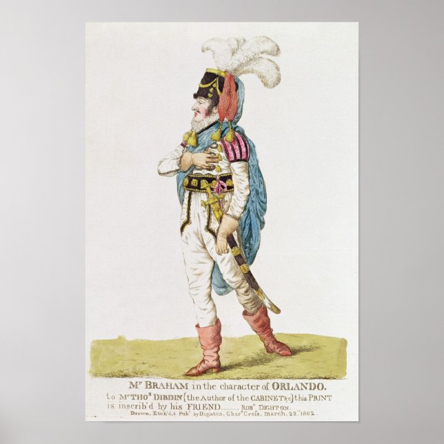 Póster M.John Braham, el personaje de Orlando, 1802 (Frente)