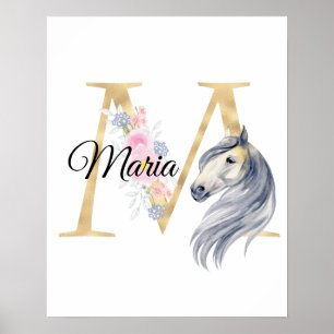 Póster M letra monograma de nombre personalizado con caba