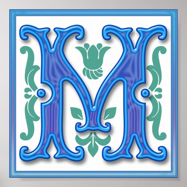 Póster M - Letra vintage M (Frente)