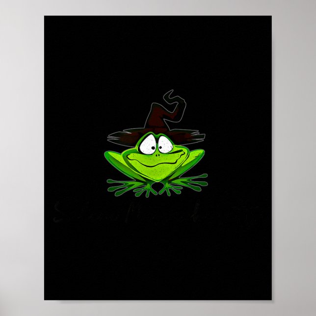 Póster M Machusetts Whimsy Frog Witches Hat Halloween Wit (Frente)