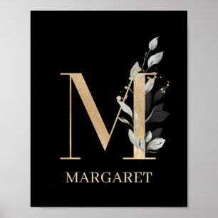 Póster M Monogram Floral Personalized Poster