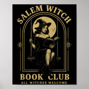 Póster M Witch Book Club Bookish Halloween Full Moon Read