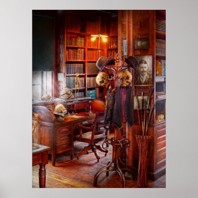 Póster Macabro - En el estudio de los cazadores de cabeza (Frente)