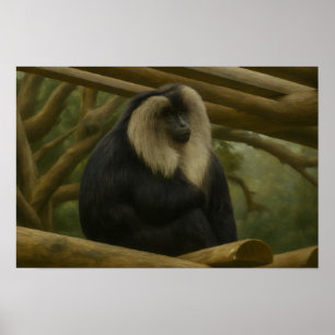 Póster Macaca con cola de león en santuario forestal