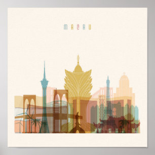 Póster Macao, China   Línea de la ciudad