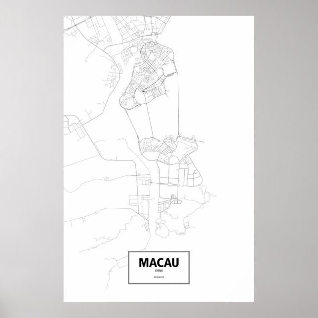 Póster Macao, China (negro sobre blanco) (Frente)