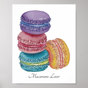 Póster Macarones Arcoiris Cubiertos De Color Acuático