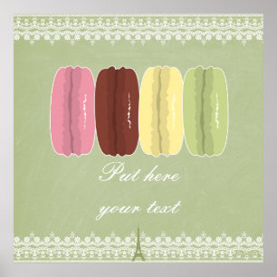 Póster Macarones en París y encaje