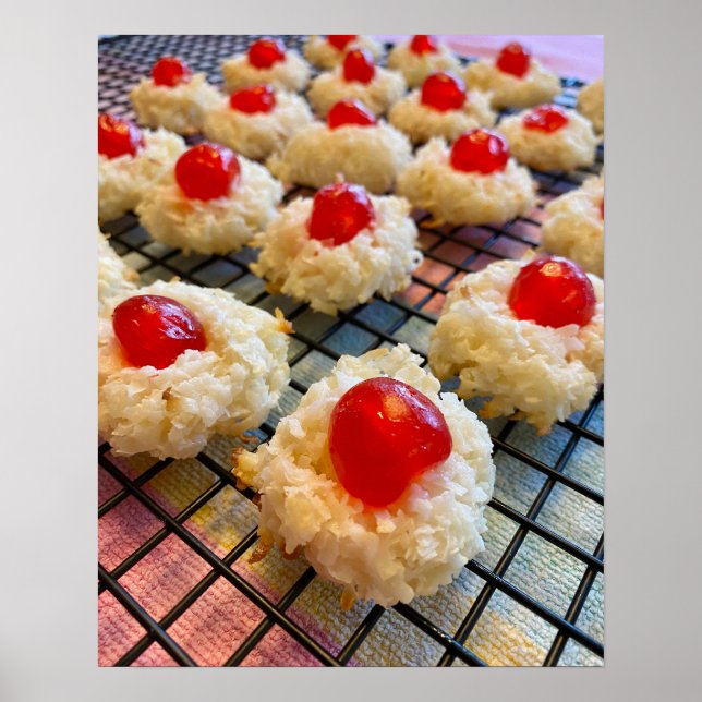 Póster Macarons de coco y cerezo (Frente)