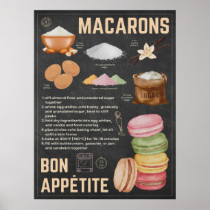 Póster Macarons Receta Chalkboard Kitchen Art