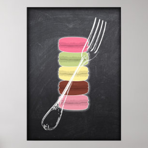 Póster MACARONS y BIFURCACIONES elegantes en la pizarra