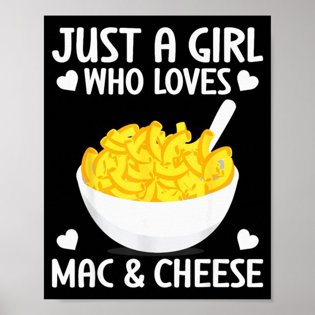 Póster Macarrones con queso Chica divertida que ama Mac & (Frente)