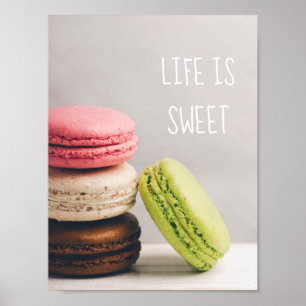 Póster Macarrones franceses en colores en colores pastel