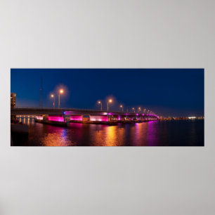 Póster MacArthur Causeway por la noche - Poster