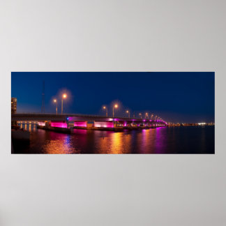 Póster MacArthur Causeway por la noche - Poster