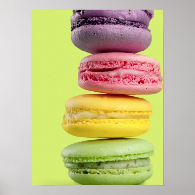 Póster Maccarones deliciosamente coloridos (Frente)