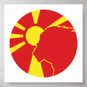 Póster Macedonia León Bandera nacional animal macedonia
