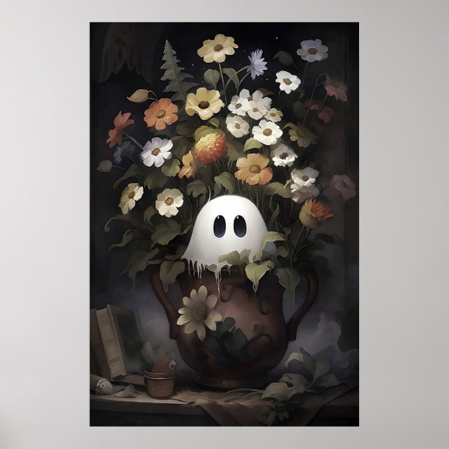 Póster Maceta de Fantasma Rústico Imprimible, Planta (Frente)