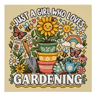 Póster Macetas de girasoles lindos regalo de jardinería m