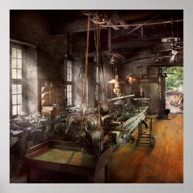 Póster Machinist - Lathe - Un largo lathe (Frente)