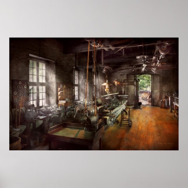 Póster Machinist - Lathe - Un largo lathe (Frente)
