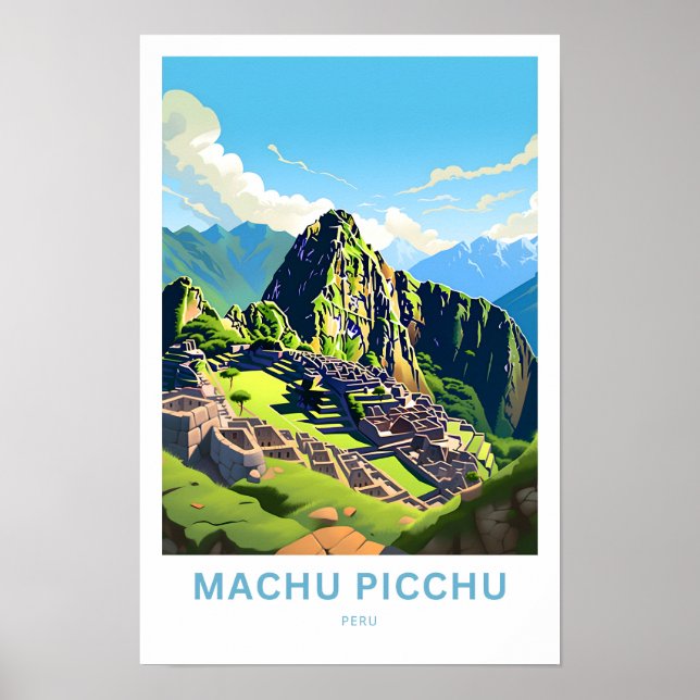 Póster Machu Picchu Perú impreso para viajes (Frente)