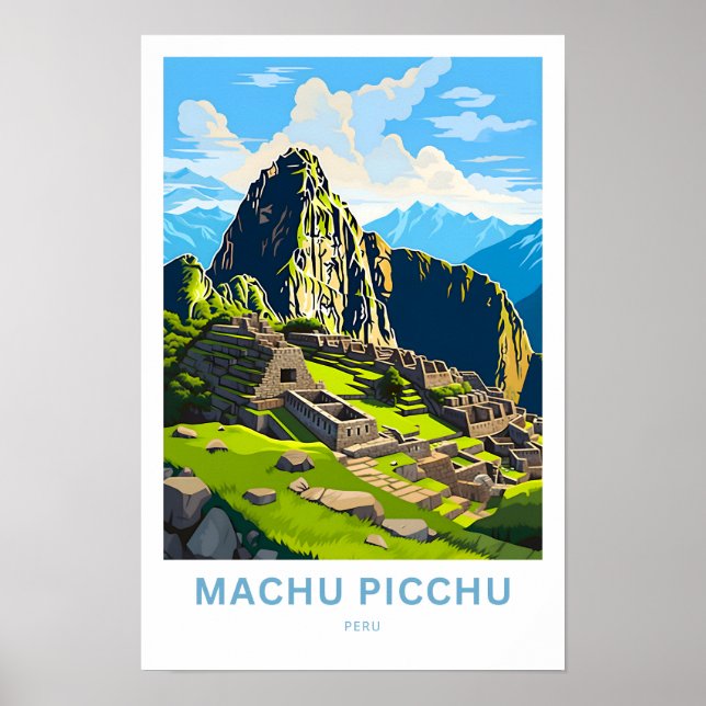 Póster Machu Picchu Perú impreso para viajes (Frente)