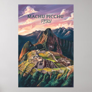 Póster Machu Picchu Perú V-01 retro vintage