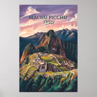 Póster Machu Picchu Perú V-01 retro vintage