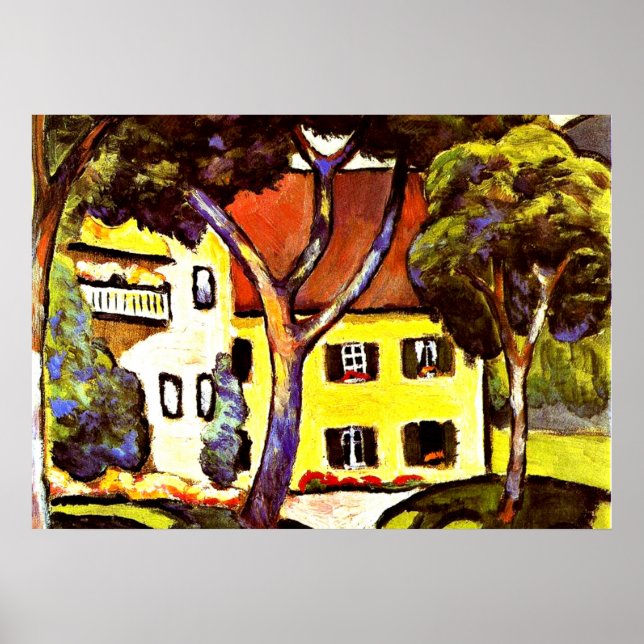 Póster Macke - Casa de Staudacher en Tegernsee (Frente)