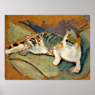 Póster Macke - Gato sobre el almohada verde