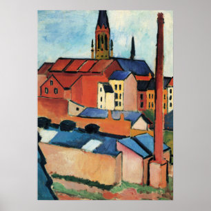 Póster Macke - St. Mary's con casas y chimenea (Bonn)