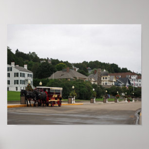 Póster Mackinac Island Main Street Buggy