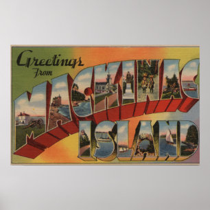 Póster Mackinac, Michigan - escenas grandes de la letra