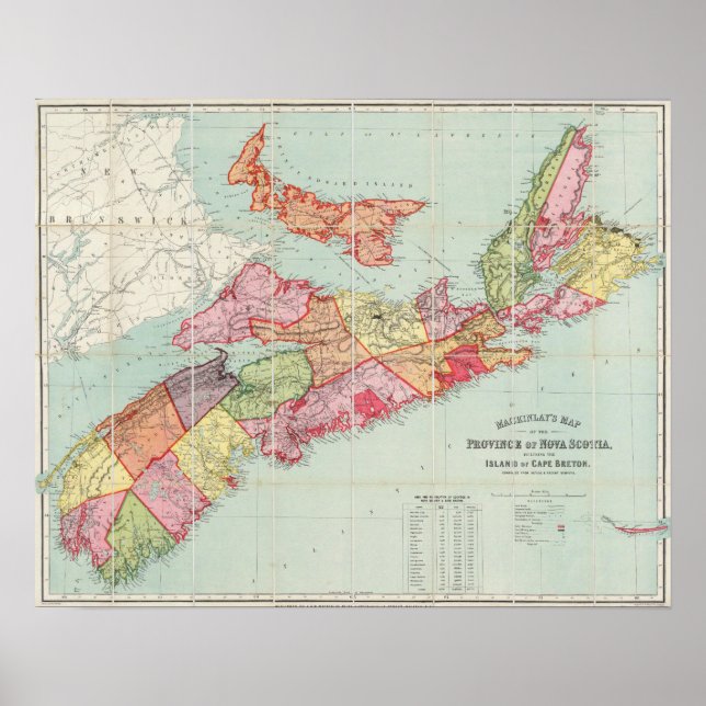 Póster Mackinlay's map of the Province of Nova Scotia (Frente)