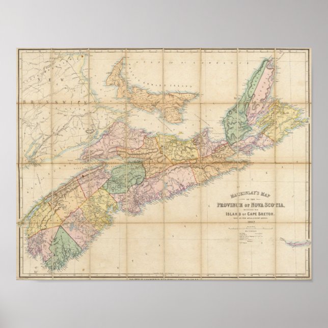Póster Mackinlay's map of the Province of Nova Scotia (Frente)