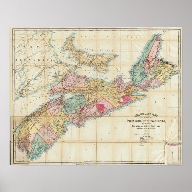 Póster Mackinlay's map of the Province of Nova Scotia 3 (Frente)