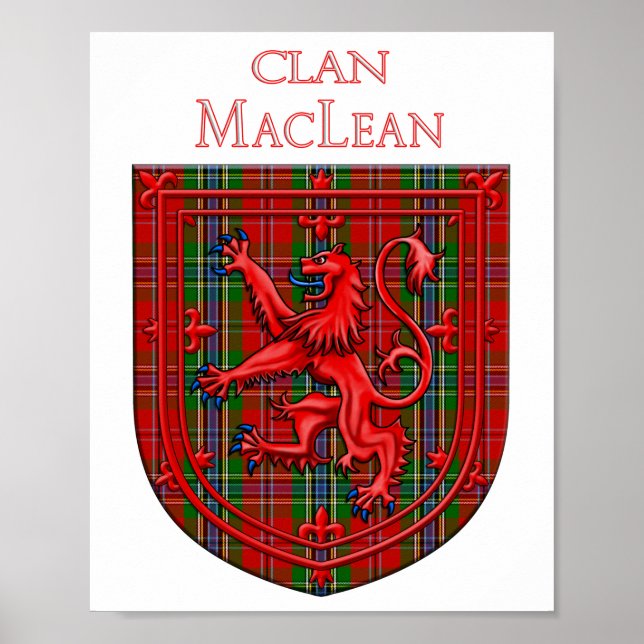 Póster MacLean Tartan Scottish Plaid Lion Rampant (Frente)