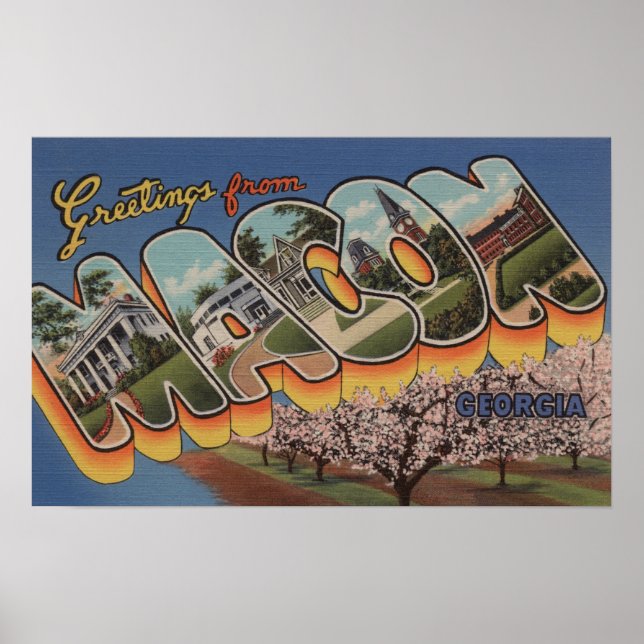 Póster Macon, GeorgiaEscenas de letras grandesMacon, GA (Frente)