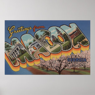 Póster Macon, letra ScenesMacon, GA de GeorgiaLarge