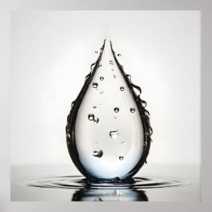 Póster macro de caída de agua