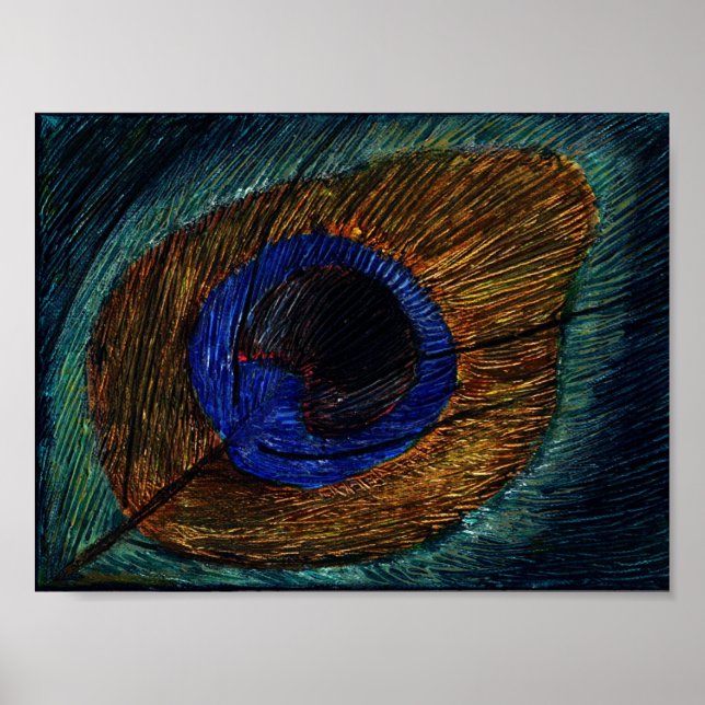 Póster Macro de la pluma de pavo real (Frente)