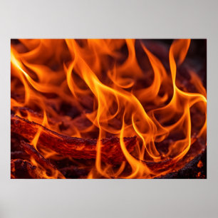Póster Macro de llama de fuego
