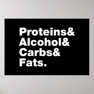 Póster Macronutrientes. Proteínas & Alcohol & Carbohidrat