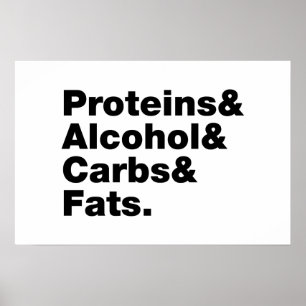 Póster Macronutrientes. Proteínas & Alcohol & Carbohidrat