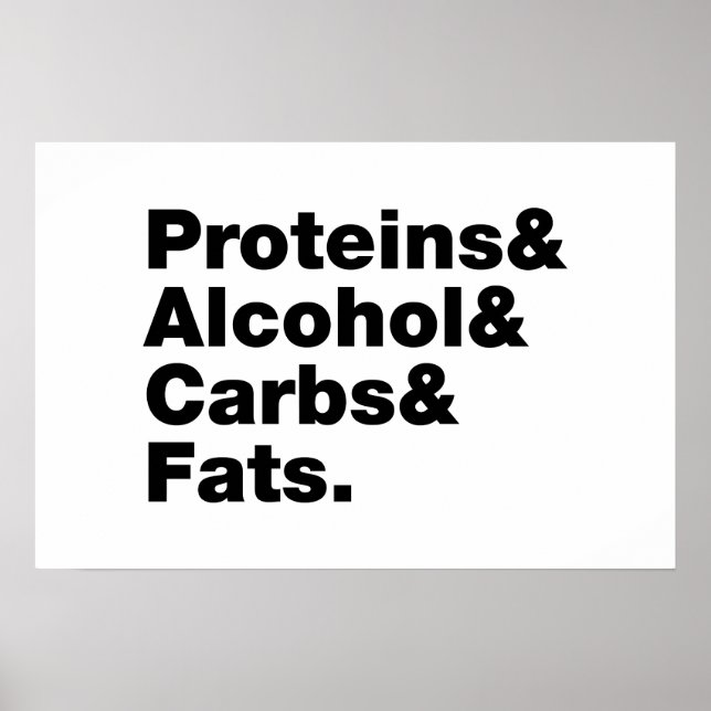 Póster Macronutrientes. Proteínas & Alcohol & Carbohidrat (Frente)